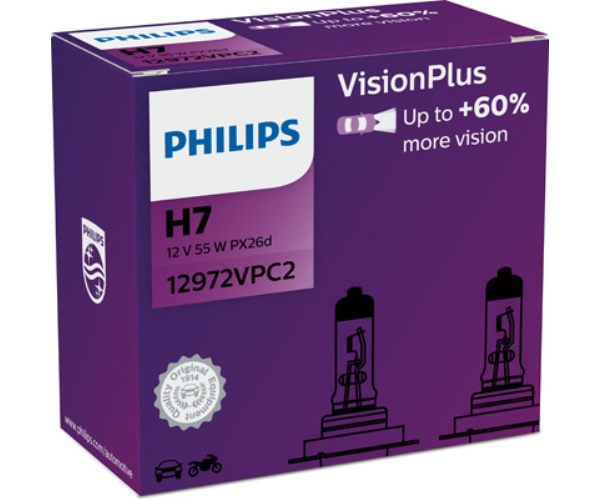 12972VPC2 PHILIPS ZAROWKA PHILIPS H7 VISIONPLUS 2szt.