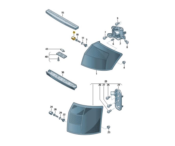 8E0945300 VAG Nakrętka mocująca tylnej lampy Audi A4 B6  Audi A4 B6 M12