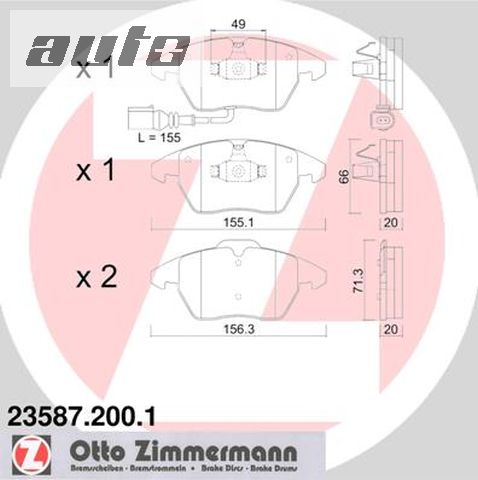 23587.200.1 ZIMMERMANN Klocki hamulcowe kpl. przód AUDI A1, A3, TT; SEAT ALTEA, IBIZA; SKODA OCTAVIA, R
