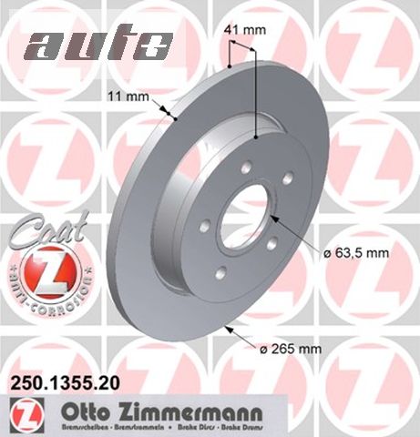 250.1355.20 ZIMMERMANN TARCZA HAMULC. FORD FOCUS II  04- TYŁ