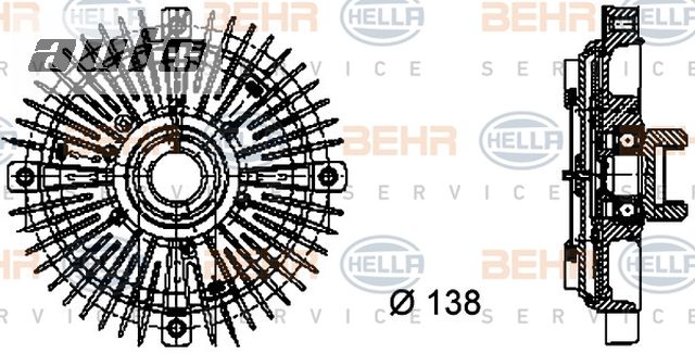 8MV 376 732-021 BEHR HELLA SERVICE Sprzęgło wentylatora chłodnicy  AUDI A4 B5, A4 B6, A6 C5, A8 D2; SKODA