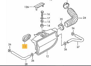 078129949 VW CLASSIC Uszczelka Tłumik hałasu filtr powietrza z przyłączami 2,8Ltr. 2,6 ltr. 6-cylindr