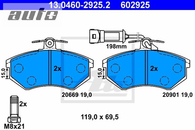 13.0460-2925.2 ATE KLOCKI HAMULCOWE A-100 -90