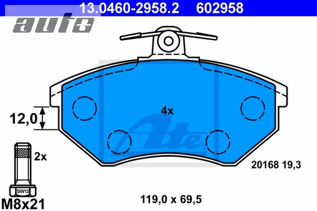 13.0460-2958.2 ATE KLOCKI HAMULCOWE