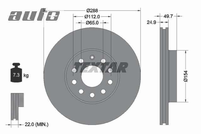 92120805 TEXTAR Tarcza hamulcowa przód AUDI A3; SEAT ALTEA/XL, LEON, TOLEDO III, SKODA OCTAVIA,