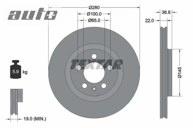 92082305 TEXTAR TARCZA HAMULCOWA
