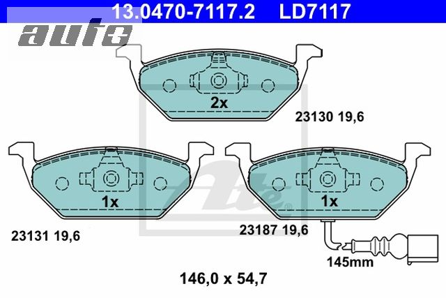 13.0470-7117.2 ATE KLOCKI HAMULCOWE z czujnikami ceram